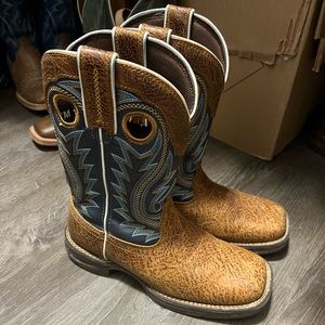 Durango Rebel Rustic Tan/ Navy Square Toe boots
